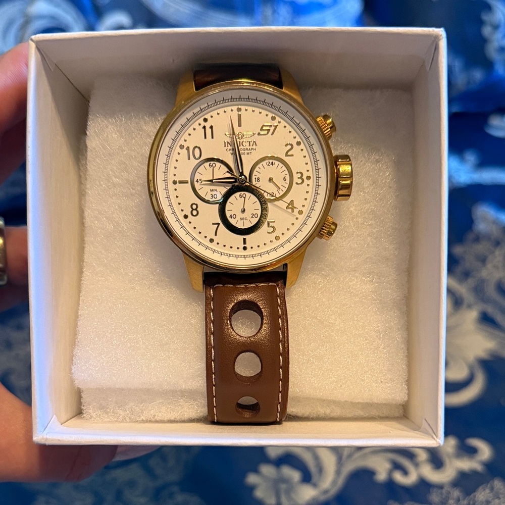 Invicta Gold Watch with Brown Strap